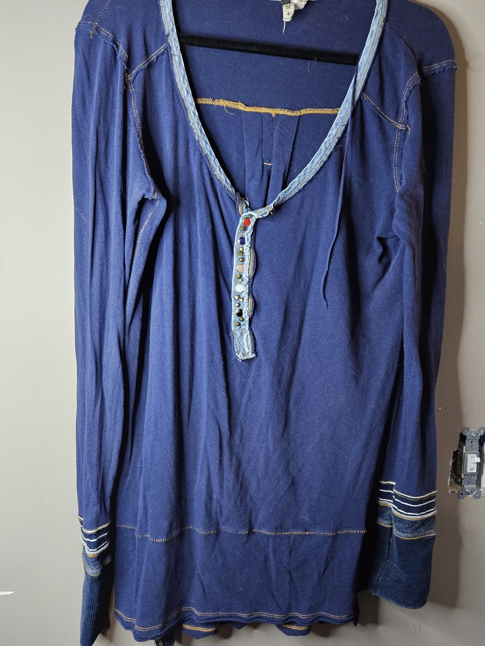 We The Free Navy Long-Sleeve Embellished Tunic
